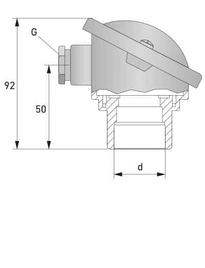 Dimensioner för kopplingshuvud AA i lackerad aluminium