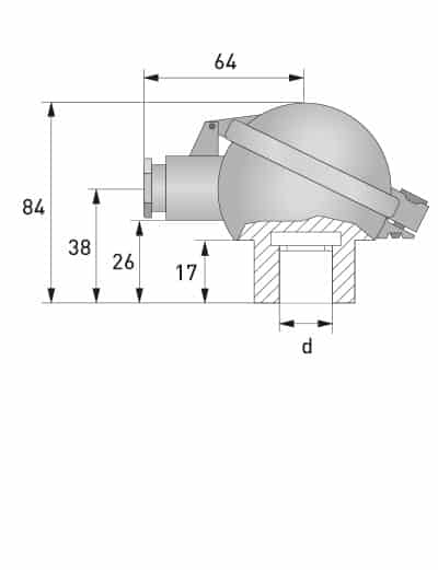Kopplingshuvud BUZ-T i lackerad aluminium med skruvlås