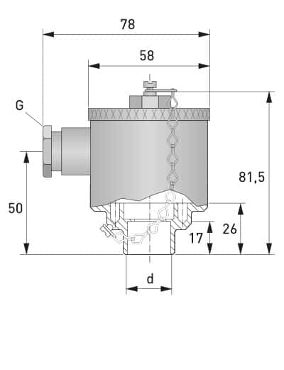 Dimensioner för kopplingshuvud BVA i rostfritt stål